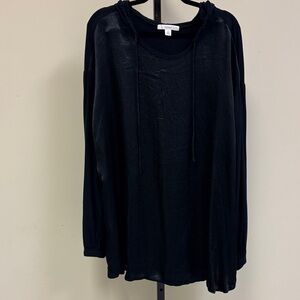 Sejour Charcoal Crinkled Long Sleeve Top